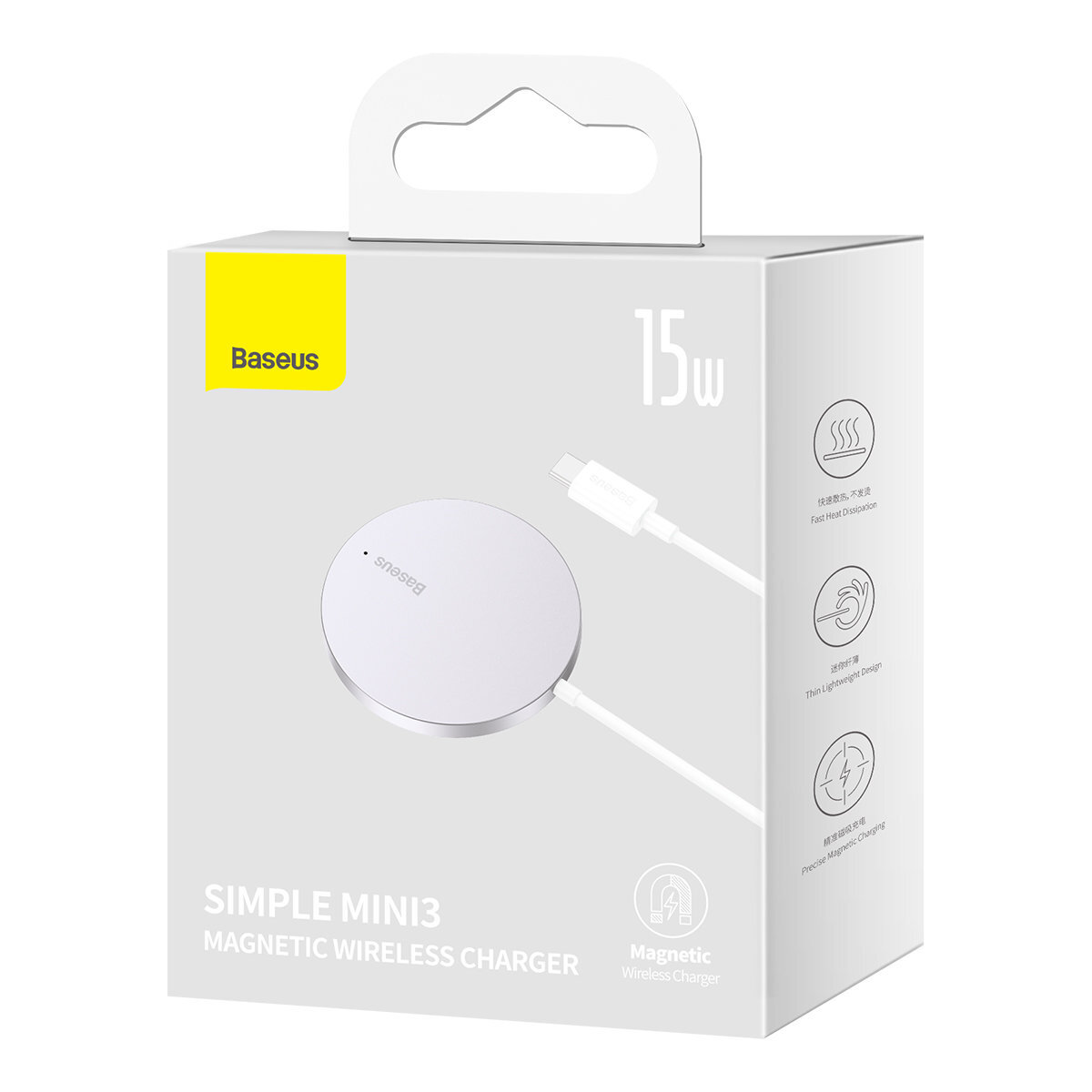 Беспроводное зарядное устройство Baseus Simple Mini3 Magnetic MagSafe Qi 15W White