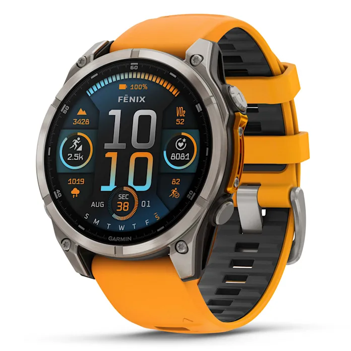 Умные часы Garmin fenix 8 – 47 mm AMOLED Sapphire titanium with a spark orange/graphite silicone band (010-02904-11)