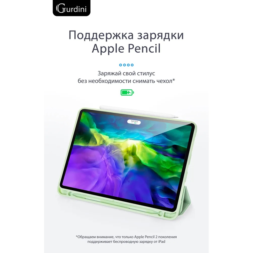 Чехол-книжка Gurdini Milano Series (pen slot) для iPad Pro 12.9 (2020-2022) Green