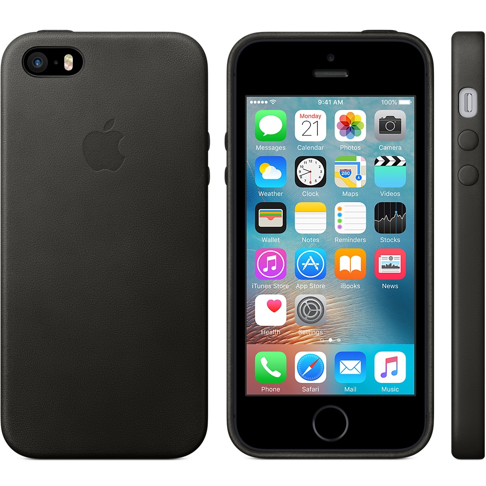Кожаный чехол Apple Leather Case Black (MMHH2ZM/A) для iPhone 5S/SE