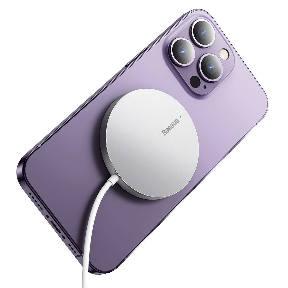 Беспроводное зарядное устройство Baseus Simple Mini3 Magnetic MagSafe Qi 15W White