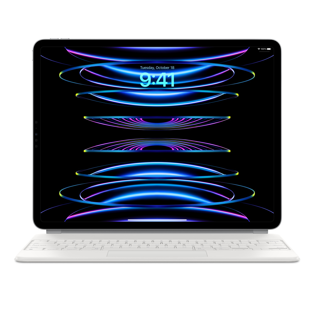 Чехол-клавиатура Apple Magic Keyboard для iPad Pro 12.9 (2020-2022)/Air 13 (2024/2025) White (MJQL3) кириллица (лазерная гравировка) + QWERTY