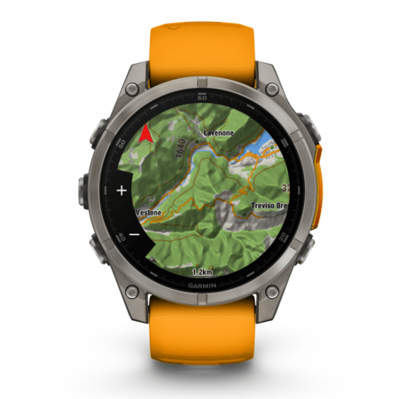 Умные часы Garmin fenix 8 – 47 mm AMOLED Sapphire titanium with a spark orange/graphite silicone band (010-02904-11)